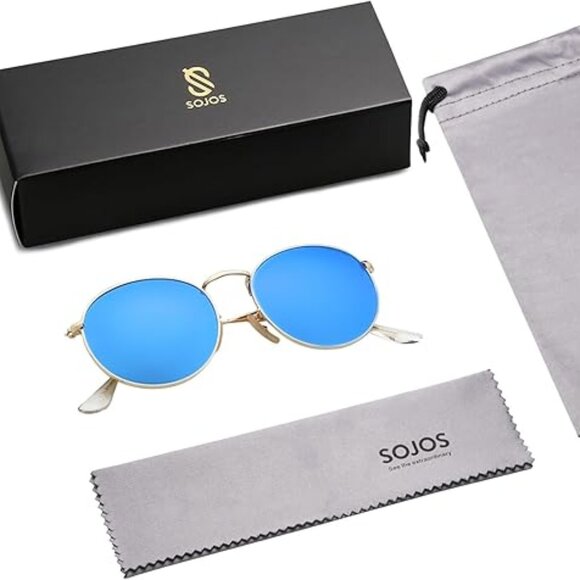Small Round Polarized Sunglasses for Women Men Classic Vintage Retro Shades main image 5